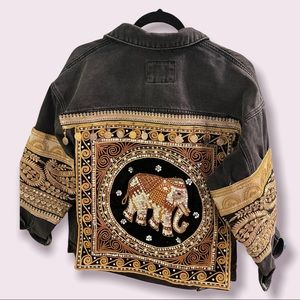 Embellished Elephant Jacket with Indian Sari Sleeves